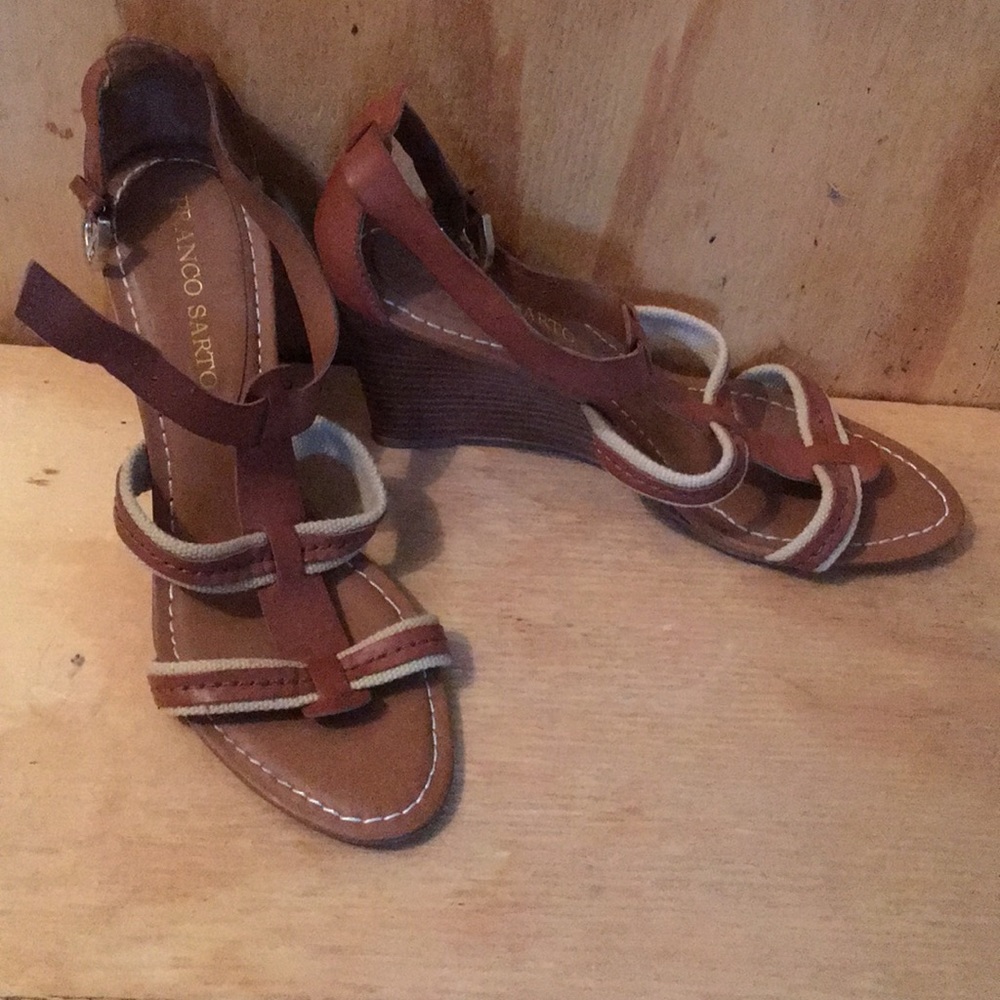 Beige wedge sandals